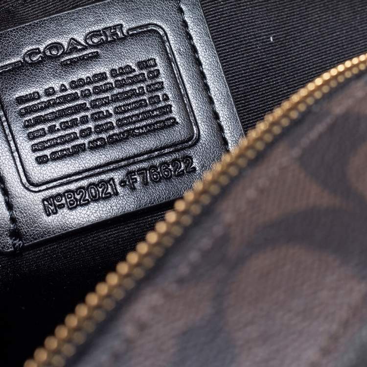 Pre Owned Coach Black/Brown Signature Coated Canvas and Leather Jordyn Backpack