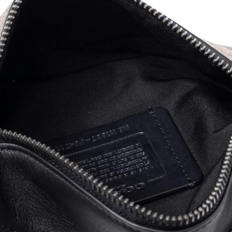 Pre Owned Coach Black/Brown Signature Coated Canvas and Leather Belt Bag