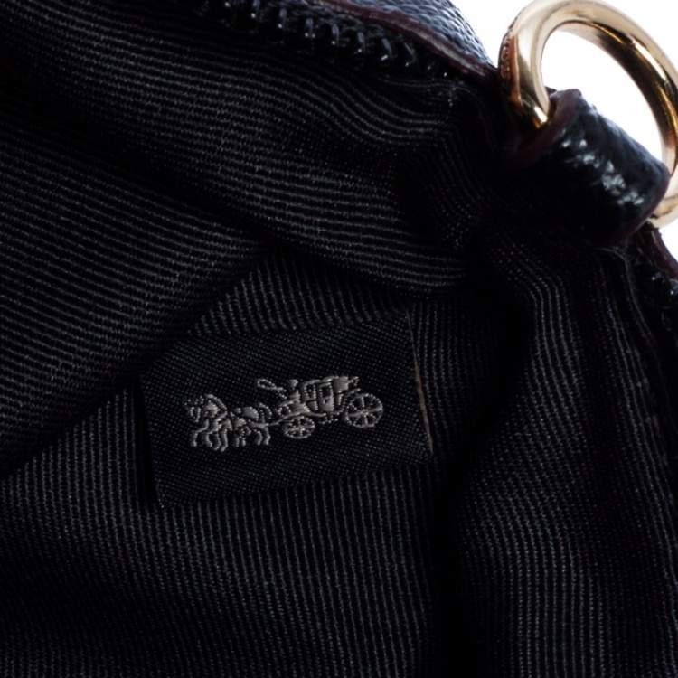 Pre Owned Coach Navy Blue Leather Logo Zip Pouch 