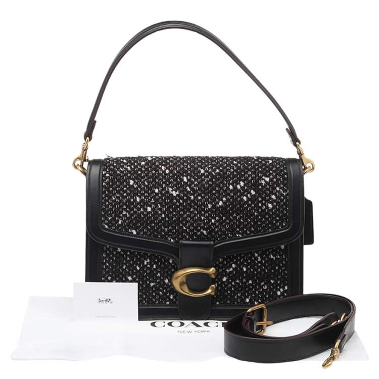 Pre Owned Coach Black Leather And Tweed Tabby Shoulder Bag