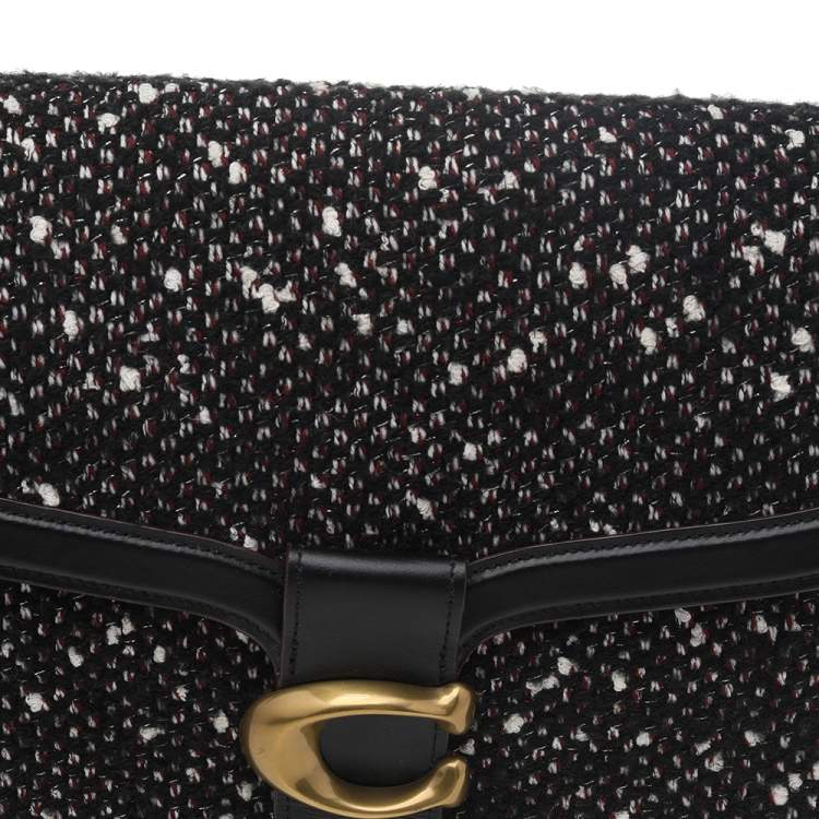 Pre Owned Coach Black Leather And Tweed Tabby Shoulder Bag