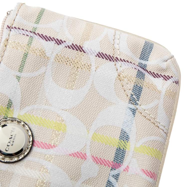 Pre Owned Coach Multicolor Signature Canvas and Leather Trim Wristlet 