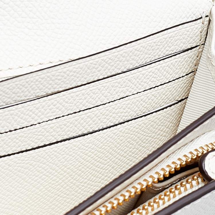 Pre Owned Coach White Leather Crosstown Wallet on Chain