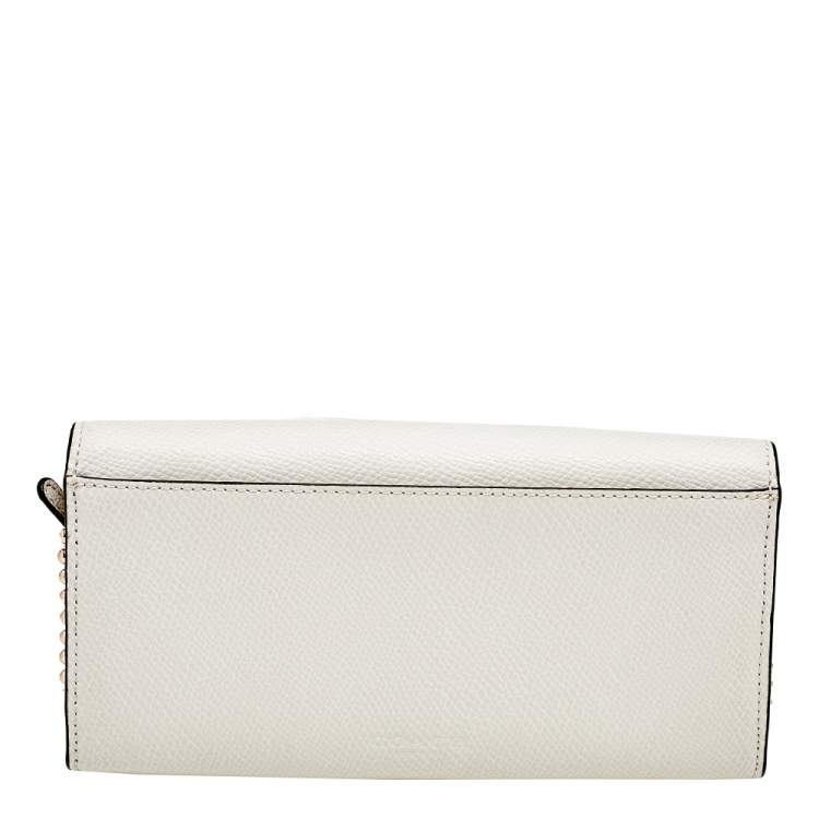 Pre Owned Coach White Leather Crosstown Wallet on Chain