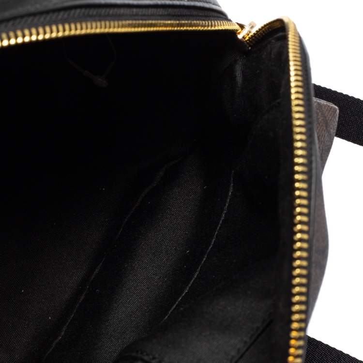 Pre Owned Coach Black/Brown Signature Coated Canvas and Leather Mini Charlie Backpack