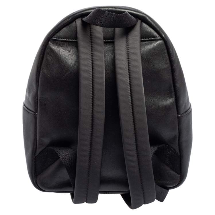 Pre Owned Coach Black/Brown Signature Coated Canvas and Leather Mini Charlie Backpack