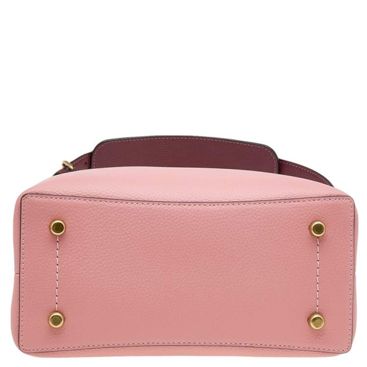 Pre Owned Coach Pink/Dark Red Leather Willow Bucket Bag