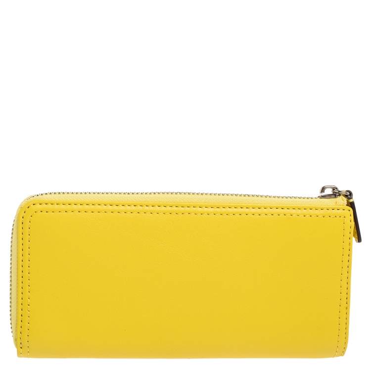 Pre Owned Coach Yellow Leather Legacy Slim Continental  Wallet