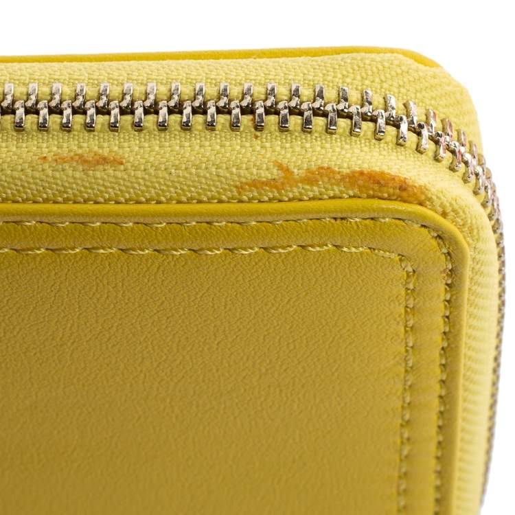Pre Owned Coach Yellow Leather Legacy Slim Continental  Wallet