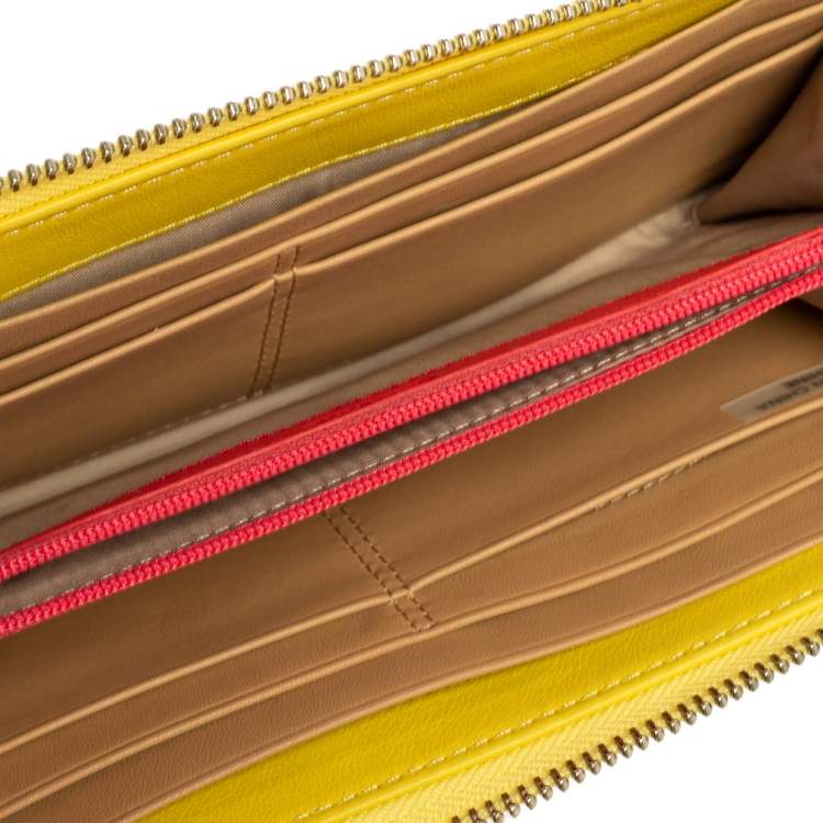 Pre Owned Coach Yellow Leather Legacy Slim Continental  Wallet