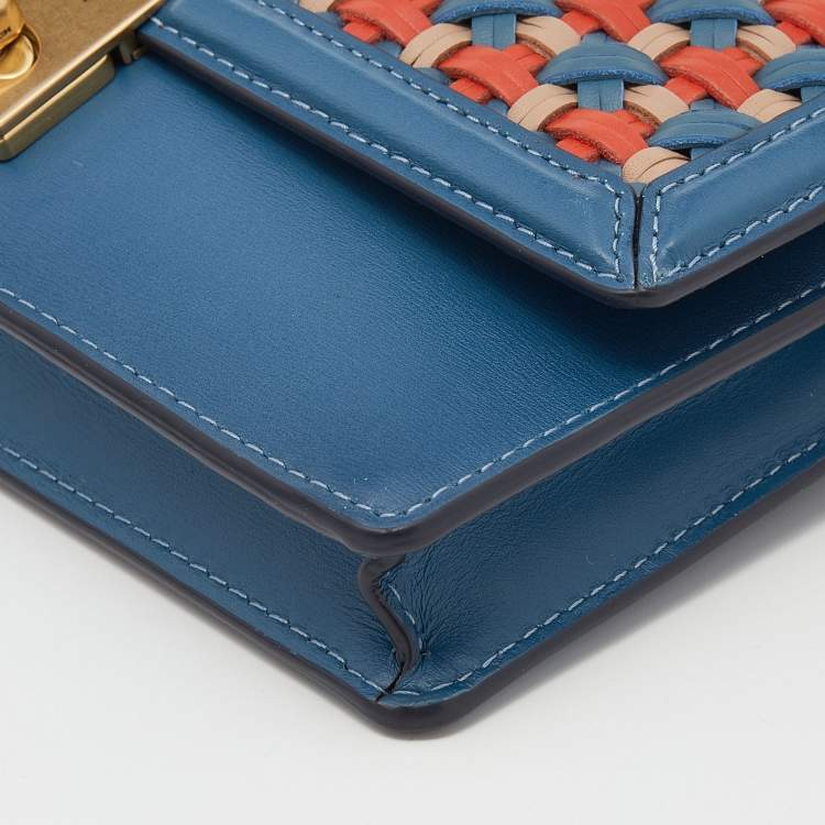 Pre Owned Coach Multicolor Woven Leather Hutton Clutch