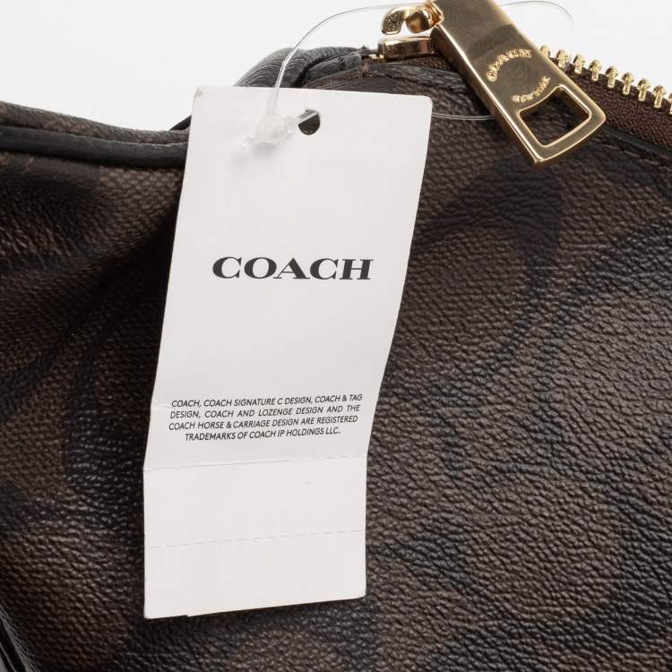 Pre Owned Coach Black/Brown Signature Coated Canvas and Leather Belt Bag