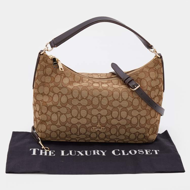 Pre Owned Coach Beige Signature Canvas Convertible Celeste Hobo