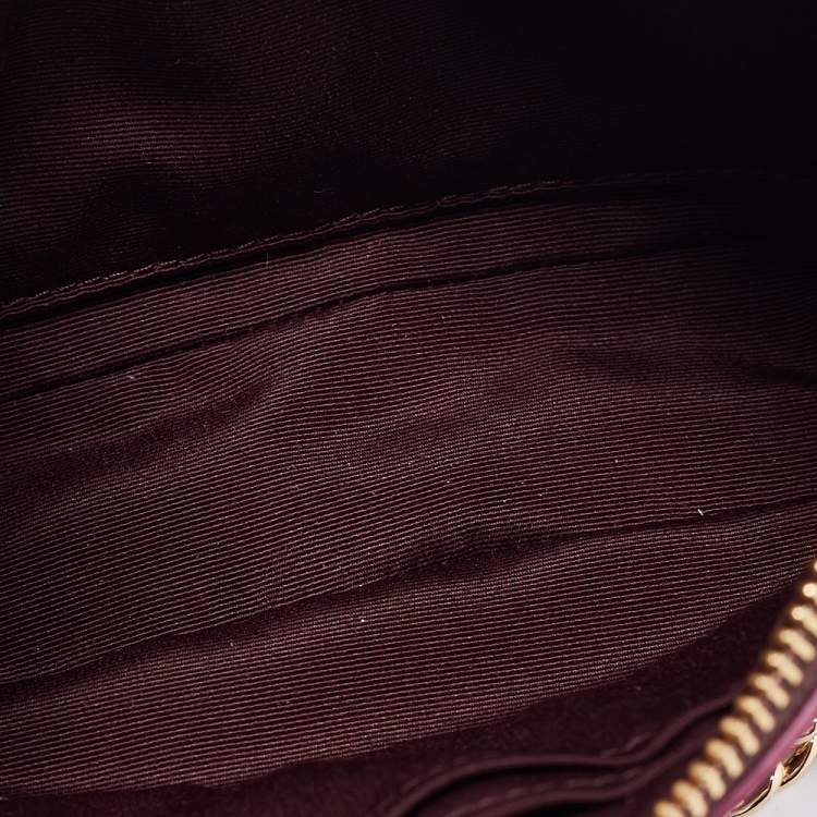 Pre Owned Coach Plum Leather Large Floral Applique Pochette