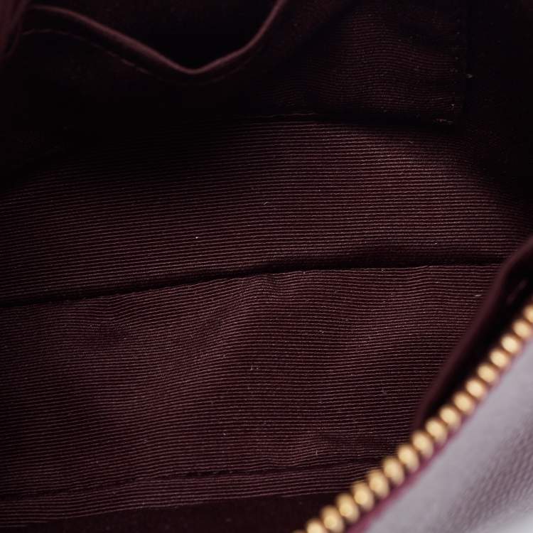 Pre Owned Coach Plum Leather Large Floral Applique Pochette