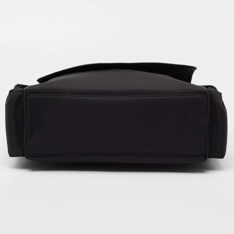 Pre Owned Coach Black Canvas And Leather Messenger Bag