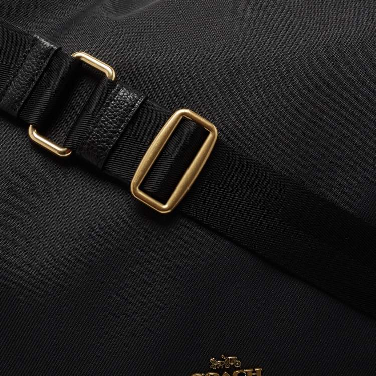 Pre Owned Coach Black Canvas And Leather Messenger Bag