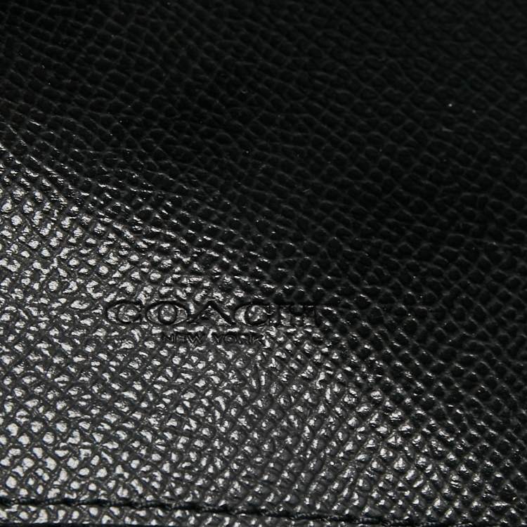 Pre Owned Coach Black Leather Slim Flap Continental Wallet