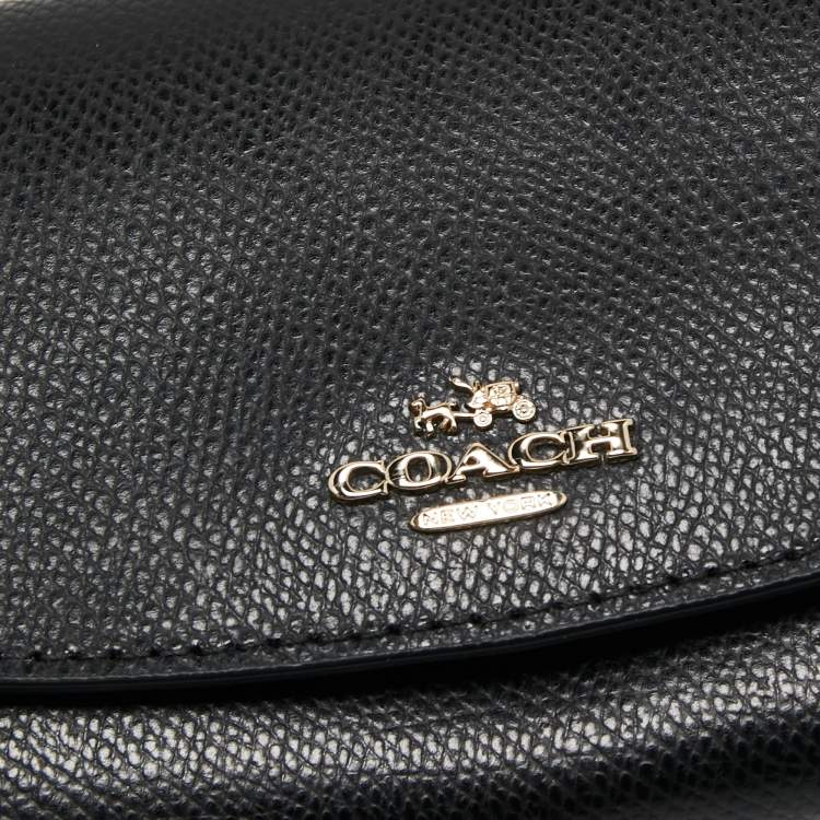 Pre Owned Coach Black Leather Slim Flap Continental Wallet