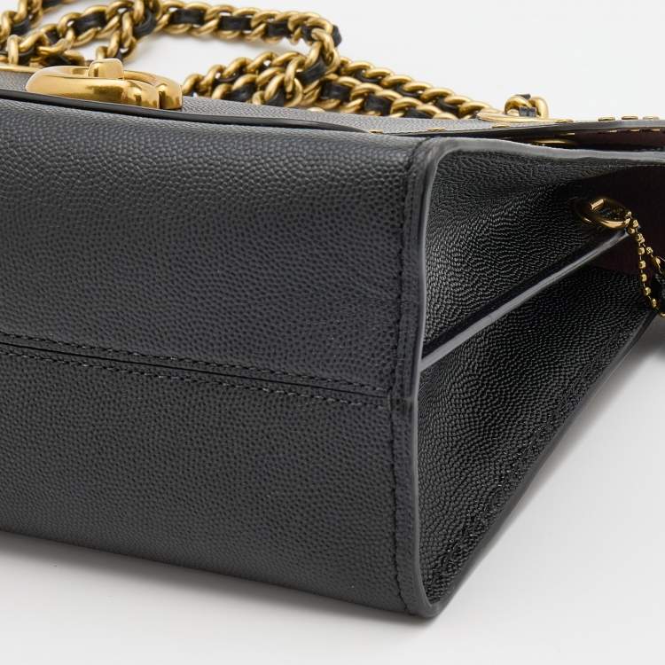 Pre Owned Coach Black Leather Studded Parker Flap Shoulder Bag