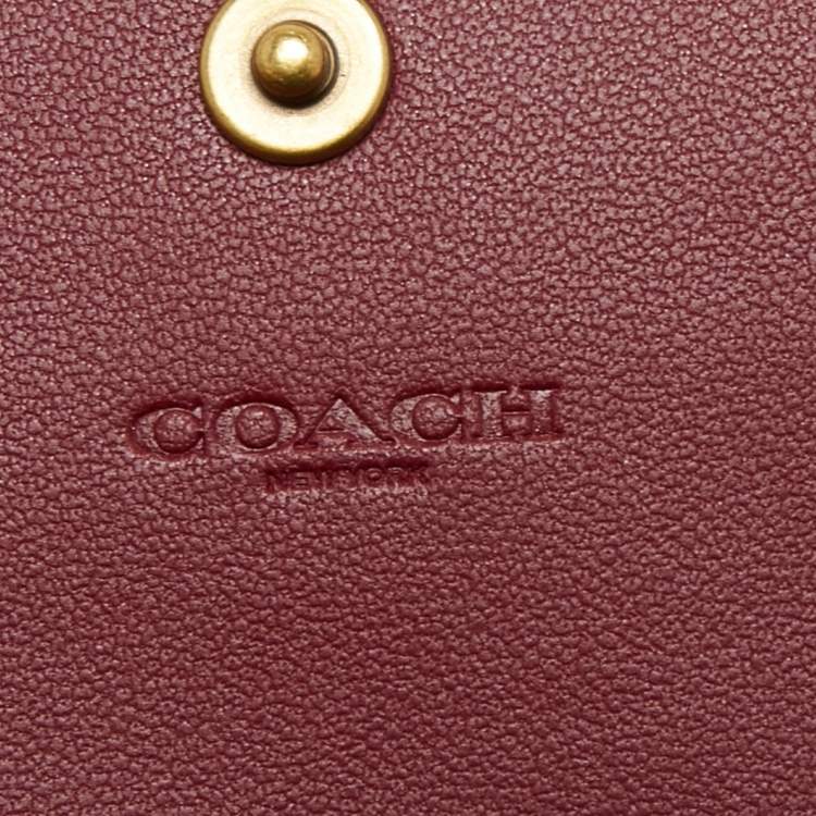 Pre Owned Coach Beige/Tan Signature Coated Canvas and Leather Continental Wallet