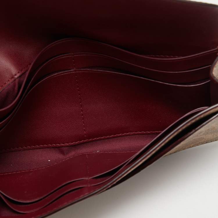 Pre Owned Coach Beige/Tan Signature Coated Canvas and Leather Continental Wallet