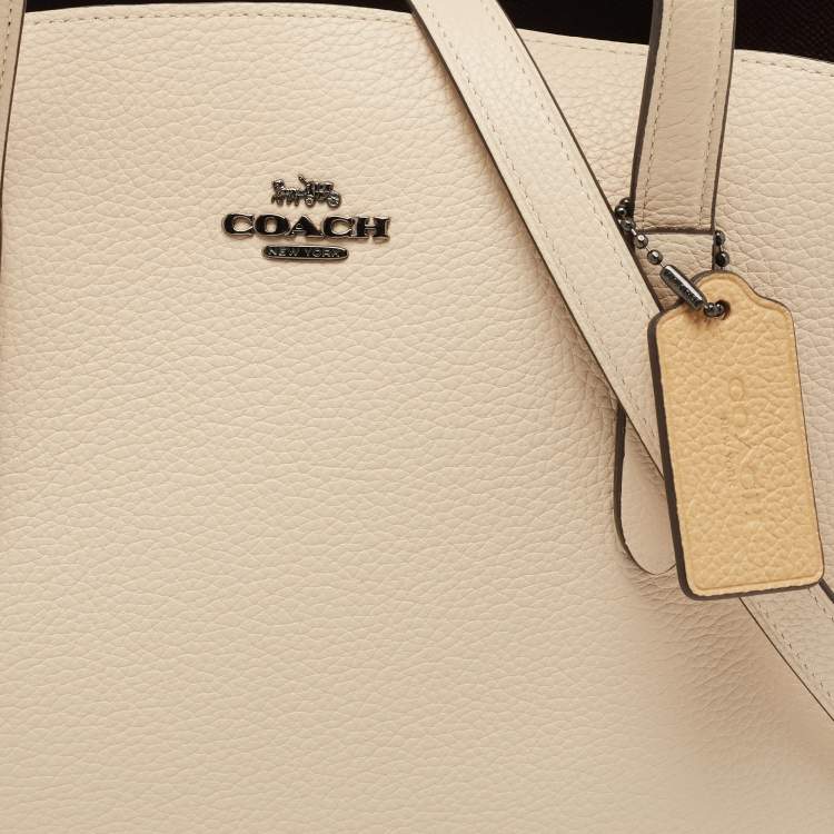 Pre Owned Coach Beige/Tan Leather Whipstitch Charlie Carryall Tote