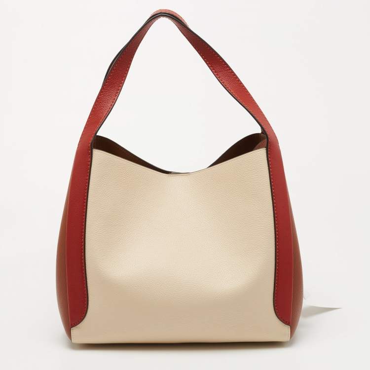 Pre Owned Coach Tri Color Leather Hadley Hobo