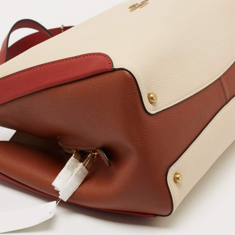 Pre Owned Coach Tri Color Leather Hadley Hobo