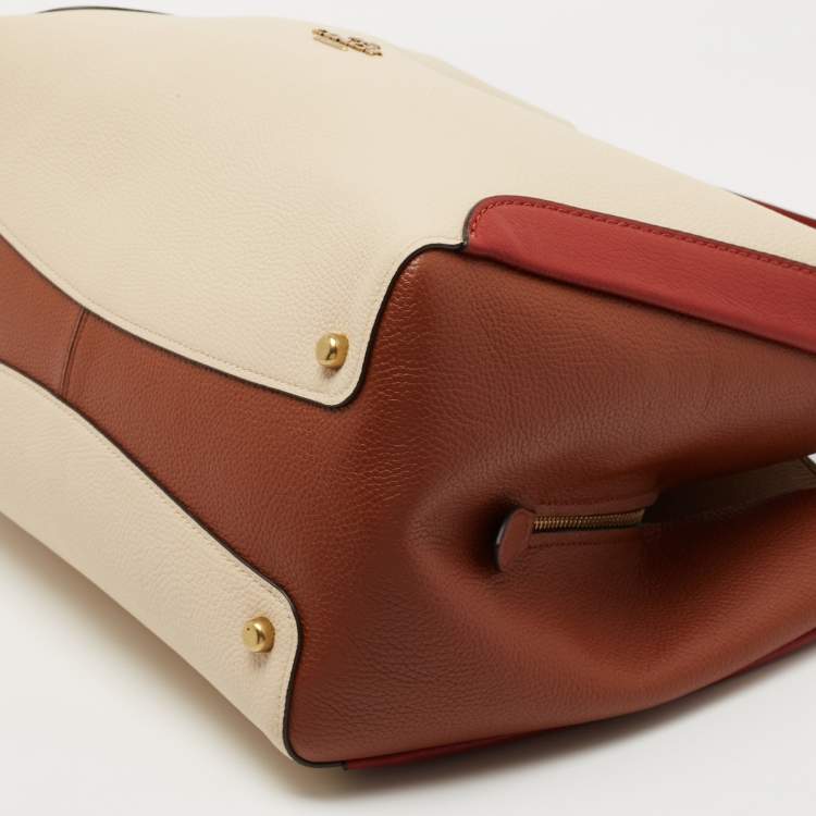 Pre Owned Coach Tri Color Leather Hadley Hobo