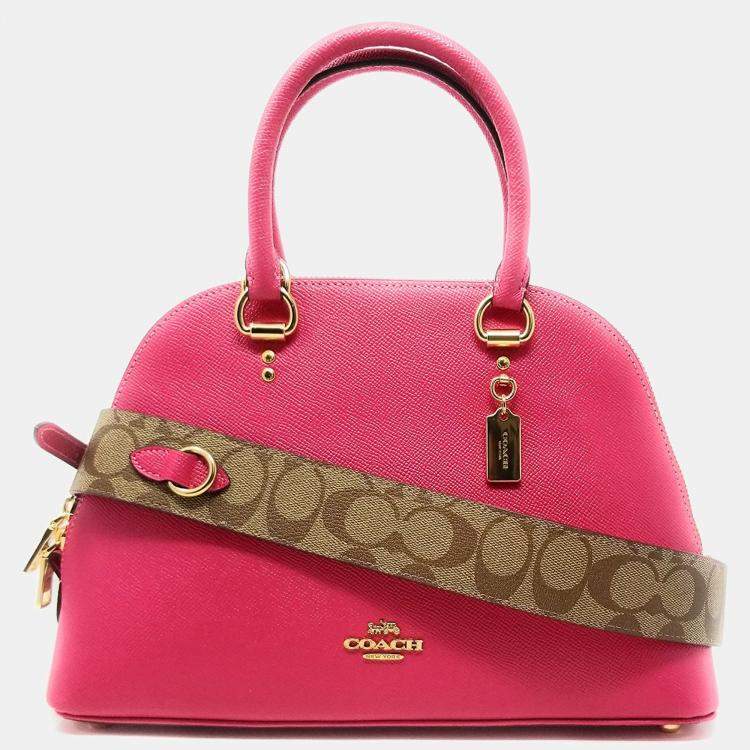 Coach Pink/Beige Leather Signature Strap Katy Satchel Coach | The Luxury  Closet