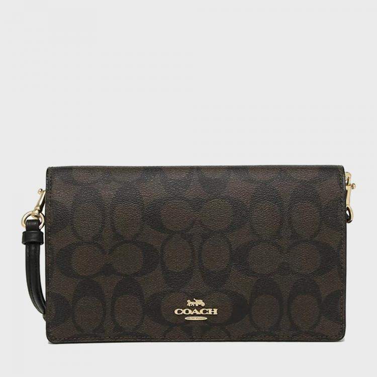 Coach Brown/Black Signature Coated Canvas and Leather Anna