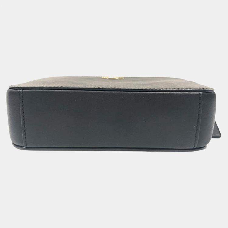 Pre Owned Coach Brown/Black Signature Coated Canvas and Leather Mini Camera Bag