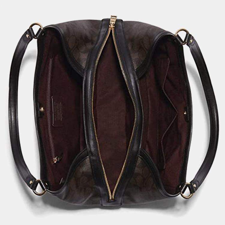 Pre Owned Coach Brown Signature Coated Canvas and Leather Kristy Shoulder Bag