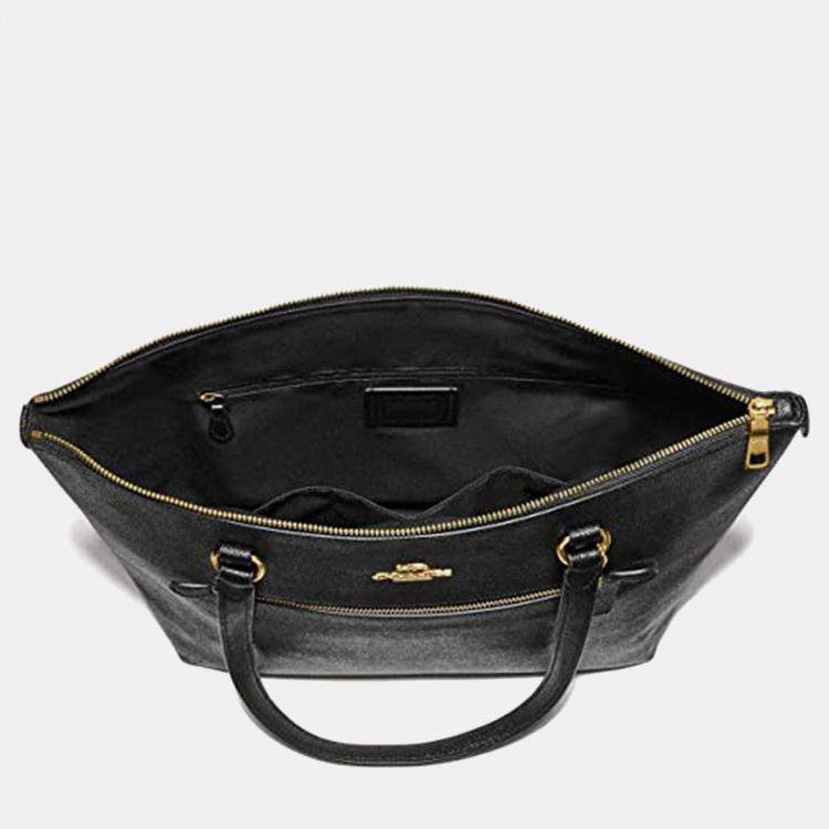 Pre Owned Coach Black Leather Gallery Tote Bag