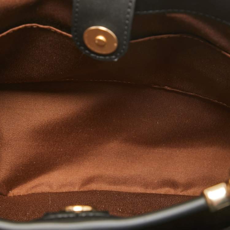 Pre Owned Coach Black/Brown Signature Coated Canvas and Leather Lane Top Handle Bag