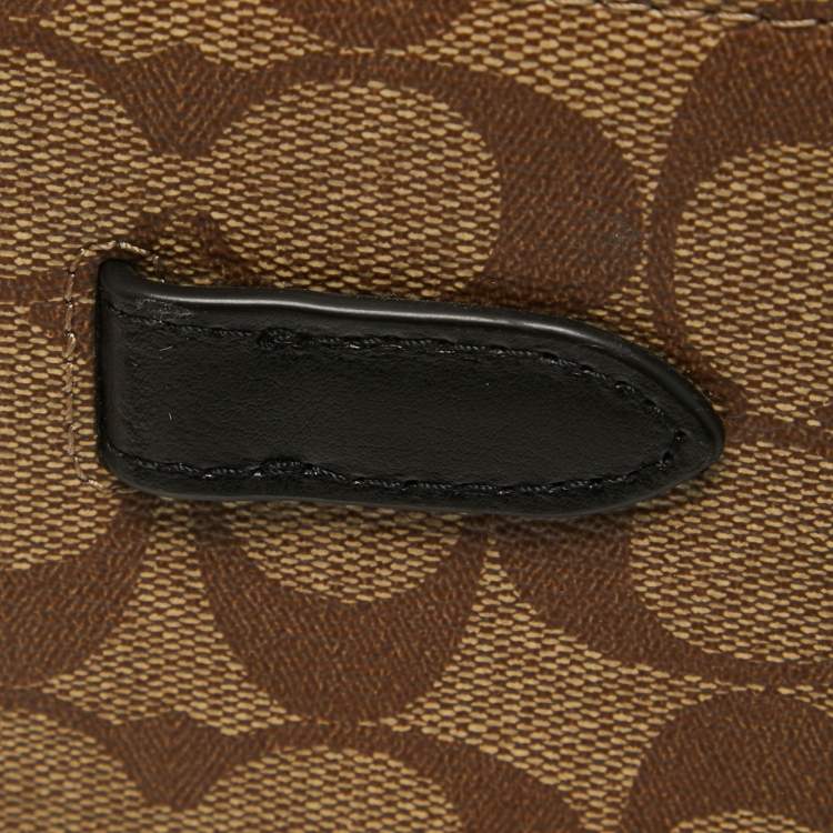 Pre Owned Coach Black/Brown Signature Coated Canvas and Leather Lane Top Handle Bag