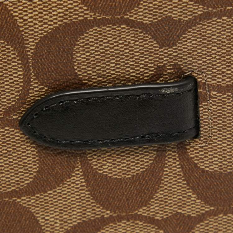 Pre Owned Coach Black/Brown Signature Coated Canvas and Leather Lane Top Handle Bag