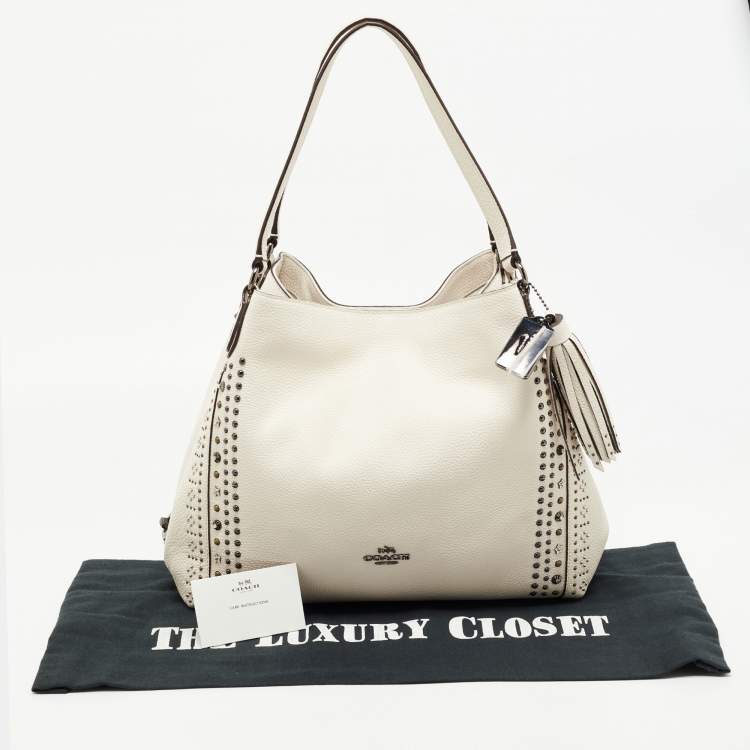 Pre Owned Coach Off White Leather Bandana Rivets Edie 31 Shoulder Bag  
