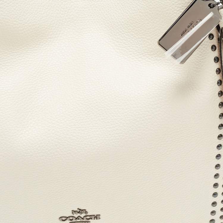 Pre Owned Coach Off White Leather Bandana Rivets Edie 31 Shoulder Bag  