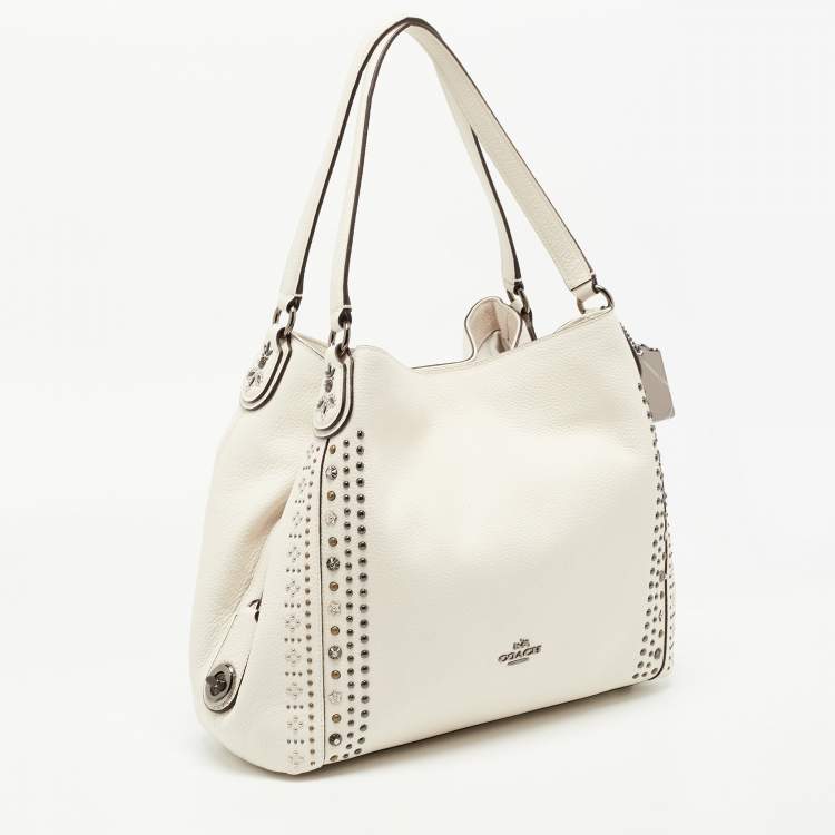 Pre Owned Coach Off White Leather Bandana Rivets Edie 31 Shoulder Bag  