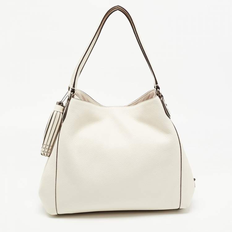 Pre Owned Coach Off White Leather Bandana Rivets Edie 31 Shoulder Bag  