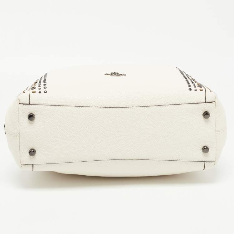Pre Owned Coach Off White Leather Bandana Rivets Edie 31 Shoulder Bag  