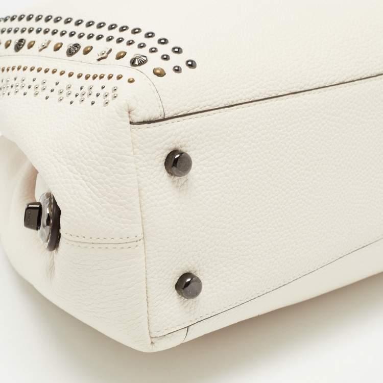 Pre Owned Coach Off White Leather Bandana Rivets Edie 31 Shoulder Bag  