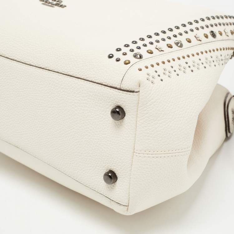 Pre Owned Coach Off White Leather Bandana Rivets Edie 31 Shoulder Bag  