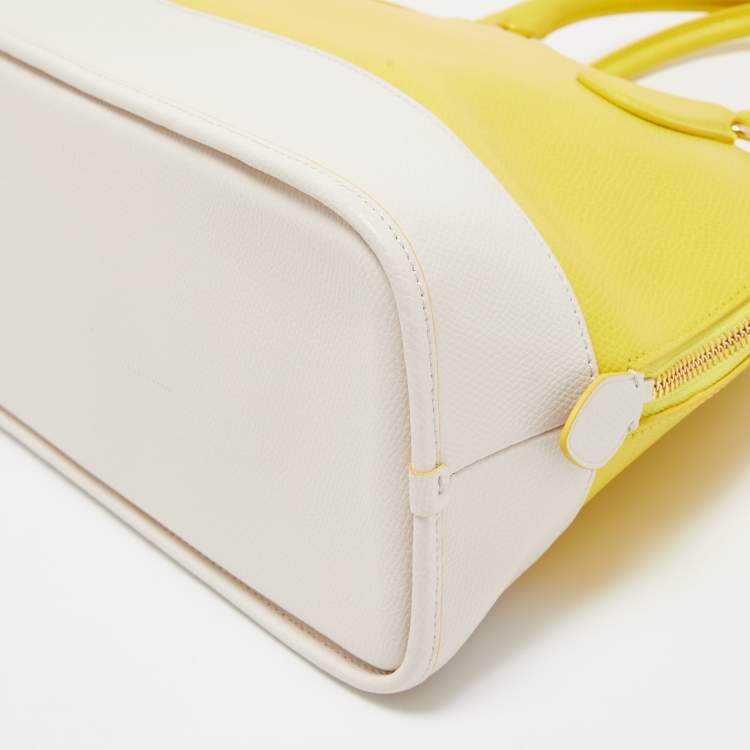 مملوكة مسبقًا Coach Yellow/White Leather Medium Cora Dome Satchel