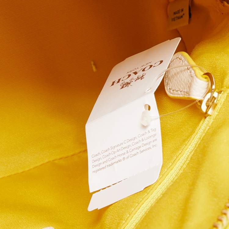 مملوكة مسبقًا Coach Yellow/White Leather Medium Cora Dome Satchel