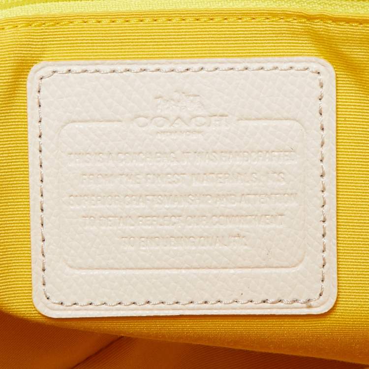 مملوكة مسبقًا Coach Yellow/White Leather Medium Cora Dome Satchel