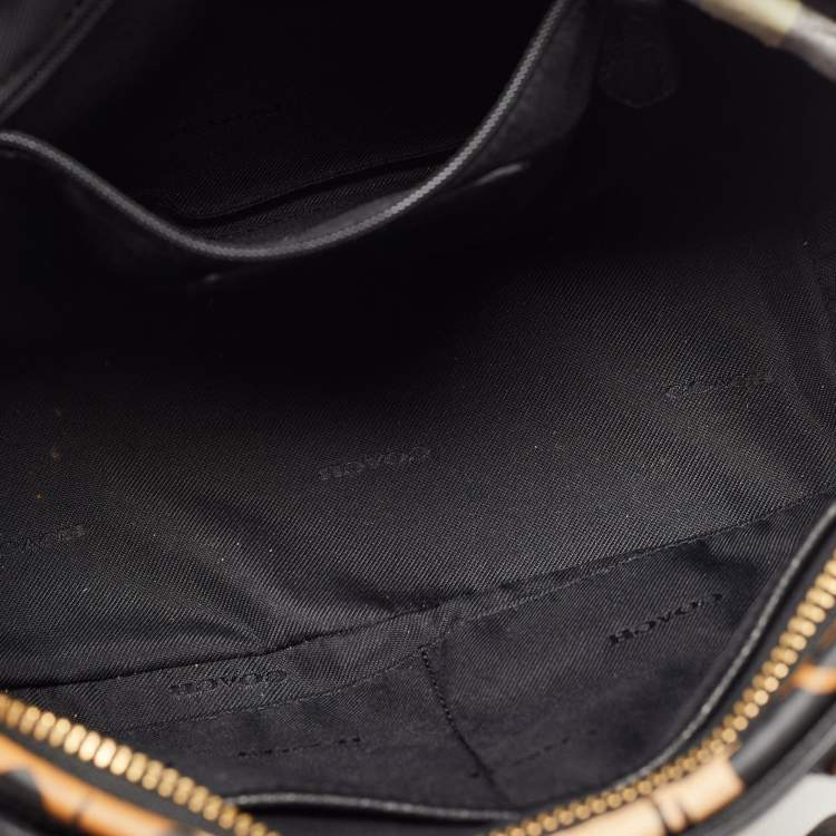 مملوكة مسبقًا Coach Brown/Black Leopard Print Leather Prince Street Satchel
