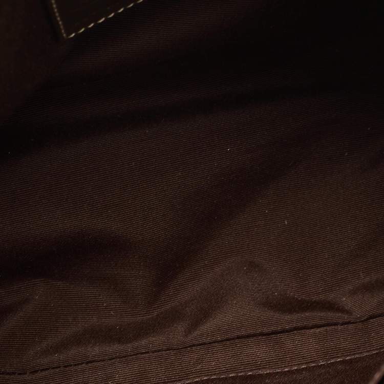 Pre Owned Coach Dark Brown/Beige Signature Canvas and Leather Hampton Tote